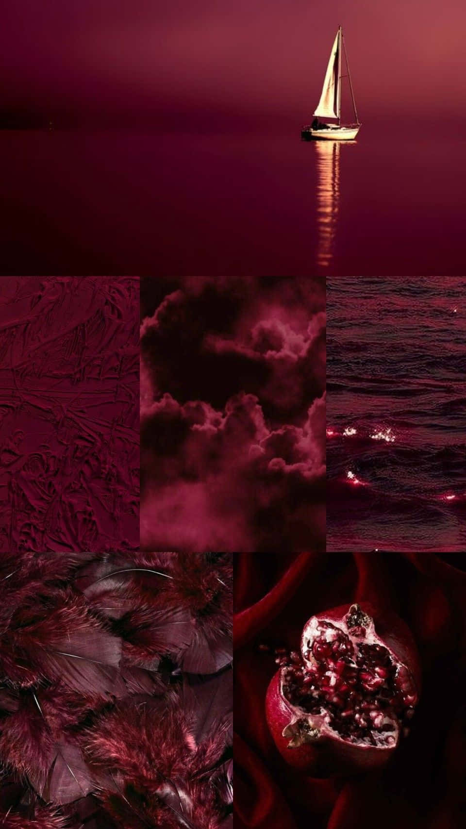 Burgundy Maroon Aesthetic, sailboat, storm clouds, HD Phone Wallpaper