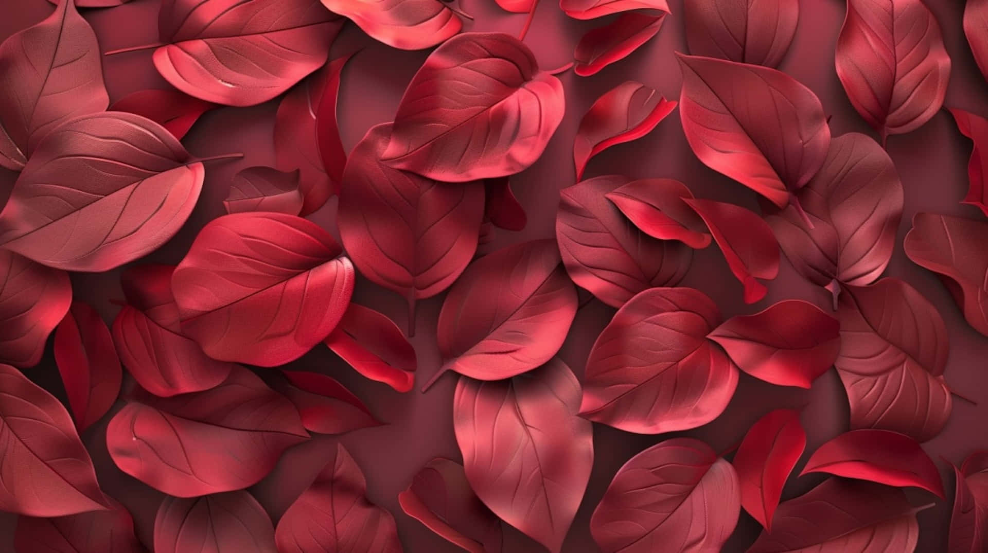 Burgundy Leaves Background, rich red leaves, glossy highlights, Full HD Desktop Wallpaper