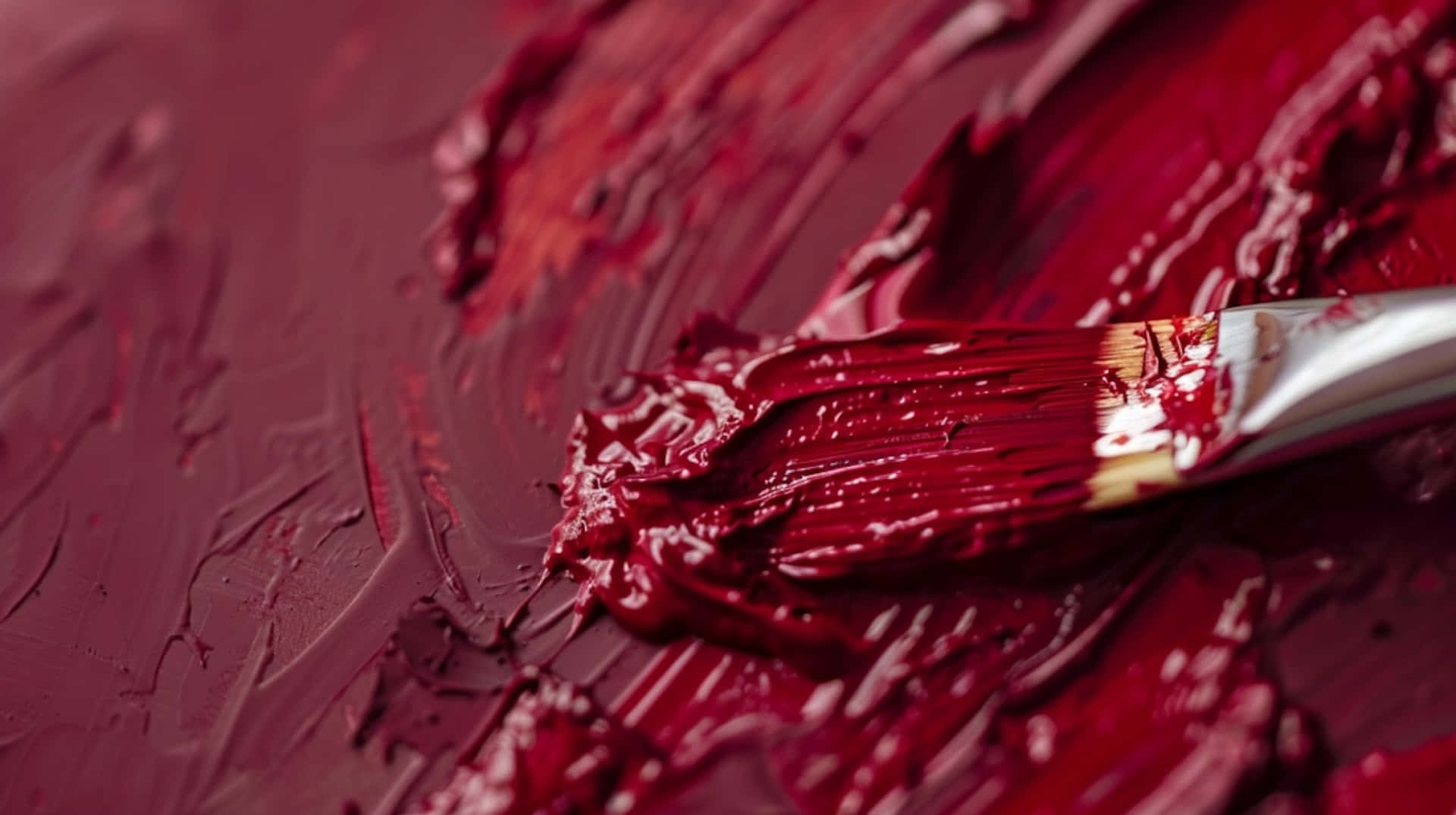crimson paint, textured pool, paintbrush, Full HD Desktop Wallpaper