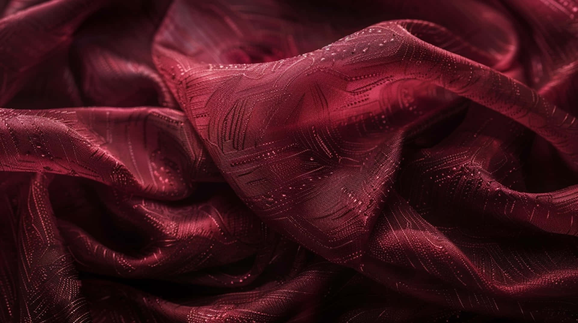 burgundy fabric, geometric embroidery, shimmering highlights, Full HD Desktop Wallpaper