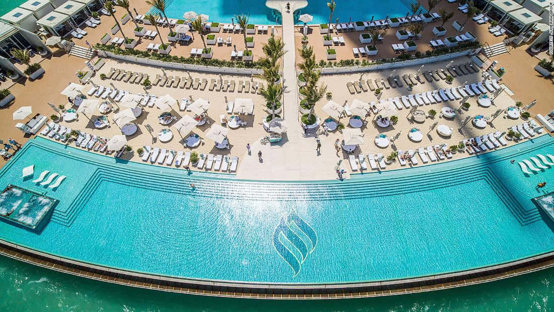 Burj Al Arab Hotel, sunset, turquoise water, SD Desktop Wallpaper