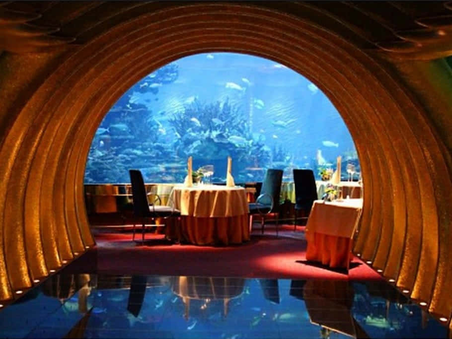 Burj Al Arab Hotel, sunset, underwater restaurant, SD Desktop Wallpaper