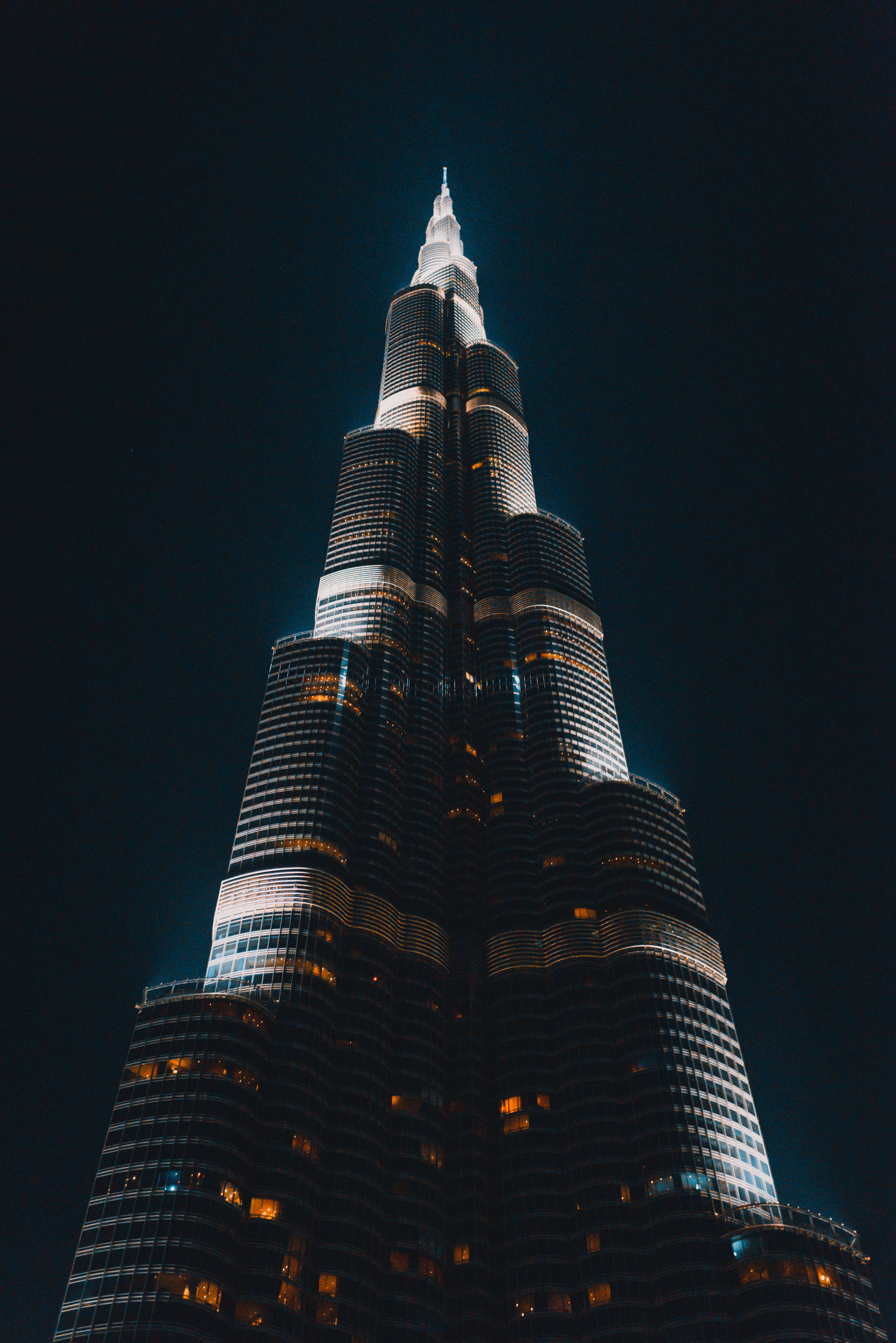 Burj Khalifa, skyscraper, night, 2K Phone Wallpaper