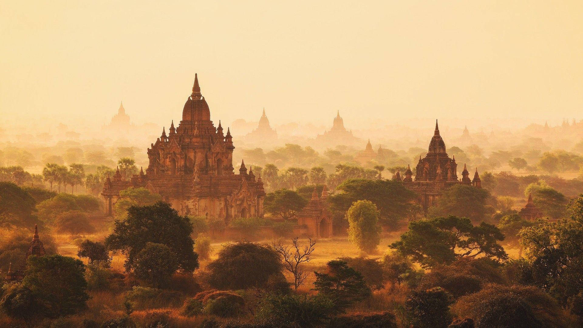 ancient city in burma, Burma, ancient pagodas, Full HD Desktop Wallpaper