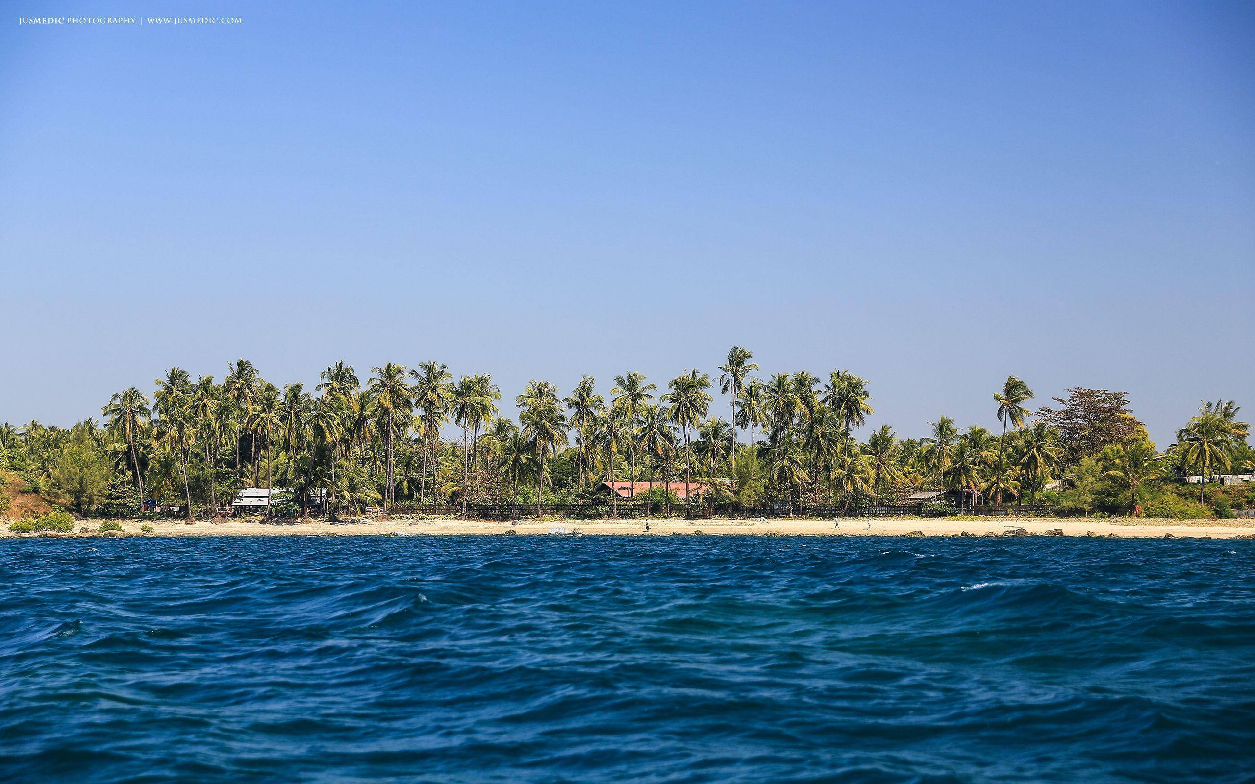 Burma, tropical beach, palm trees, 2K Desktop Wallpaper
