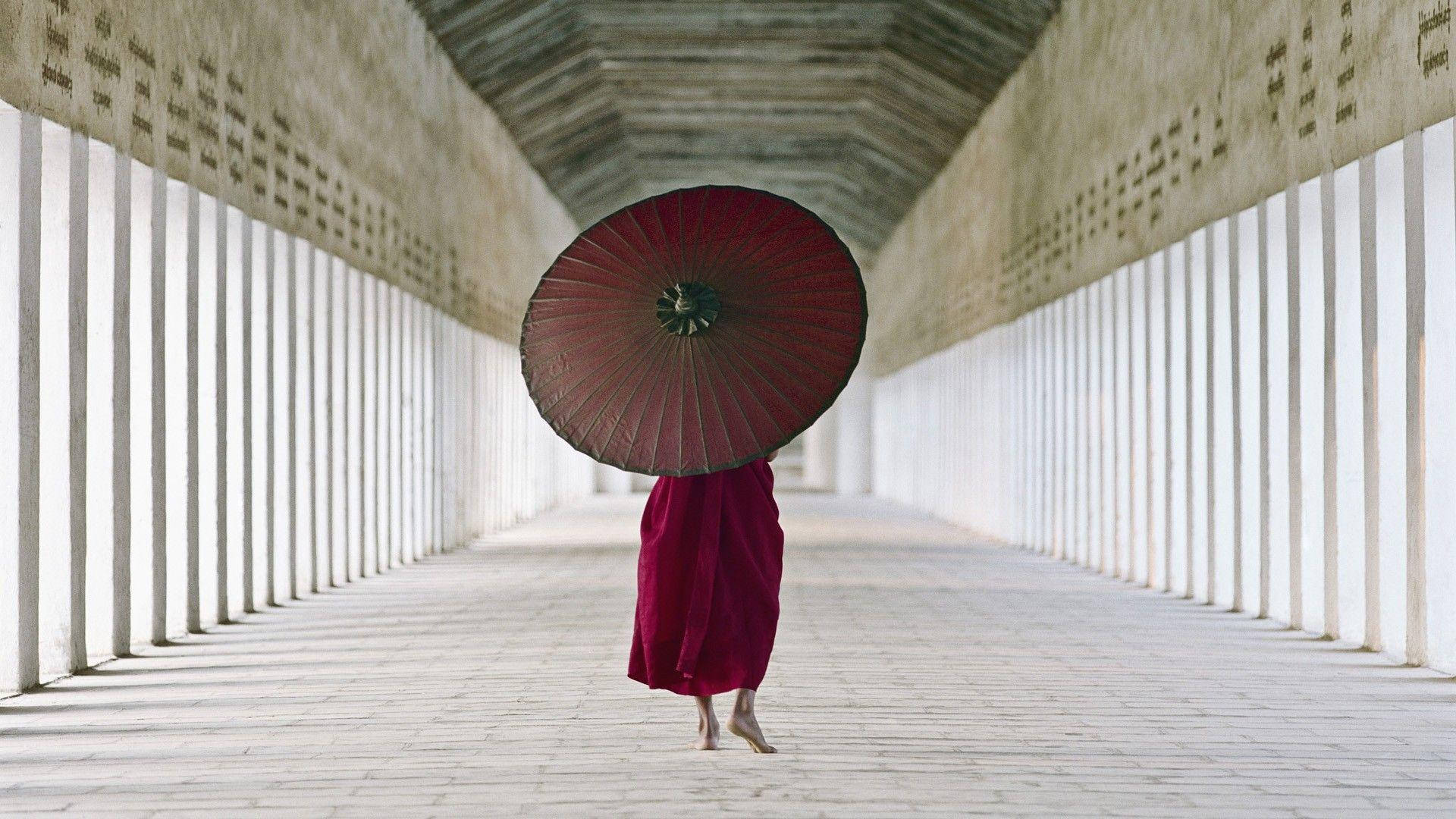 Burma, monk, maroon robes, Full HD Desktop Wallpaper