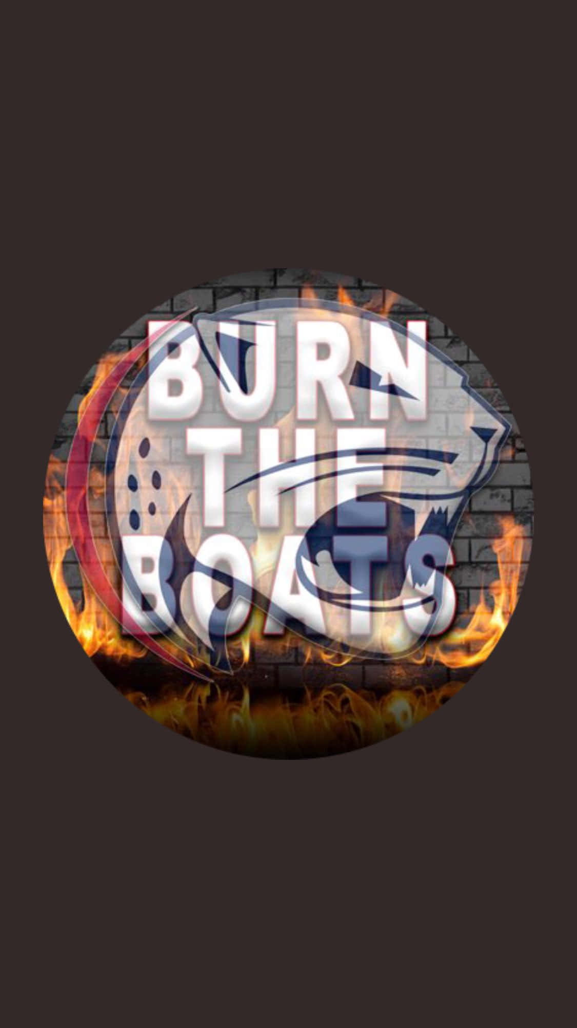 Burn The Boats, fiery circular logo, bold white text, Full HD Phone Wallpaper