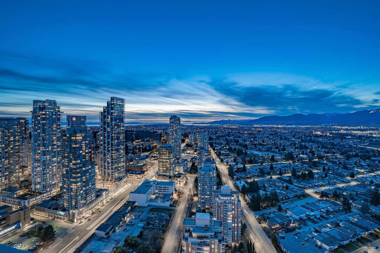 Burnaby, skyline, dusk, HD Desktop Wallpaper