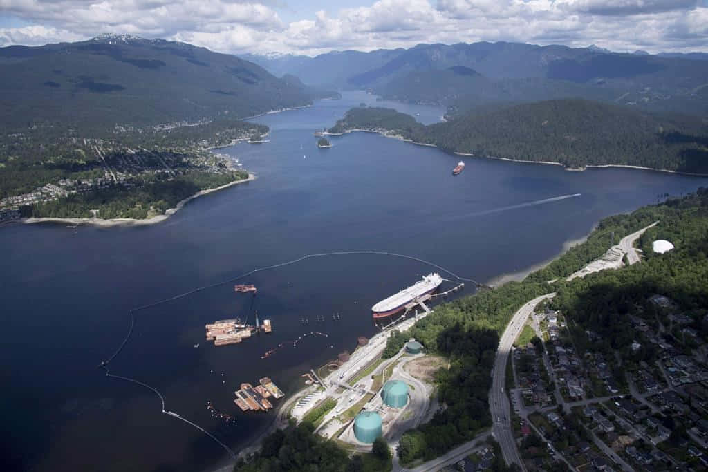 Burnaby, fjord, forested mountains, SD Desktop Wallpaper