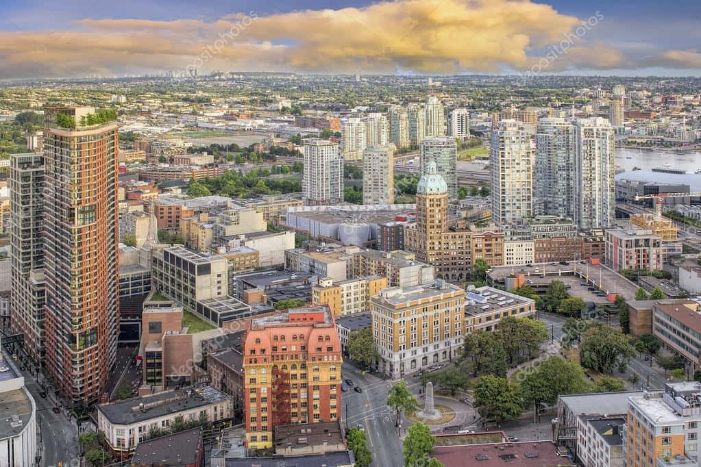 Burnaby Mountain, sunset, golden clouds, SD Desktop Wallpaper