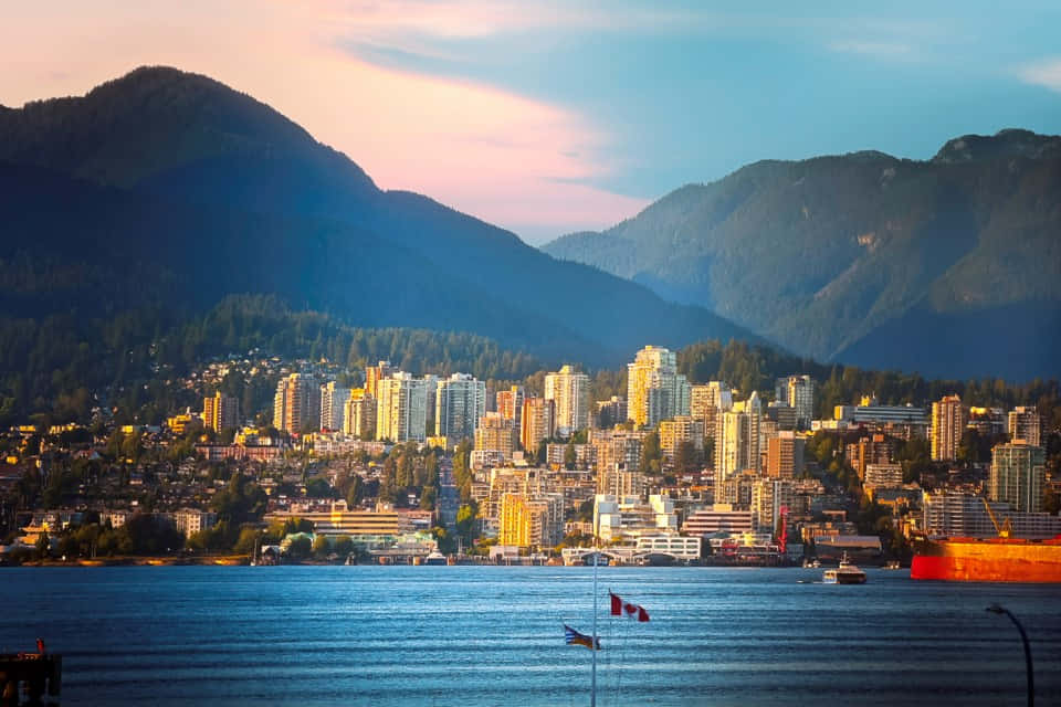 Burnaby, skyline, sunset, SD Desktop Wallpaper