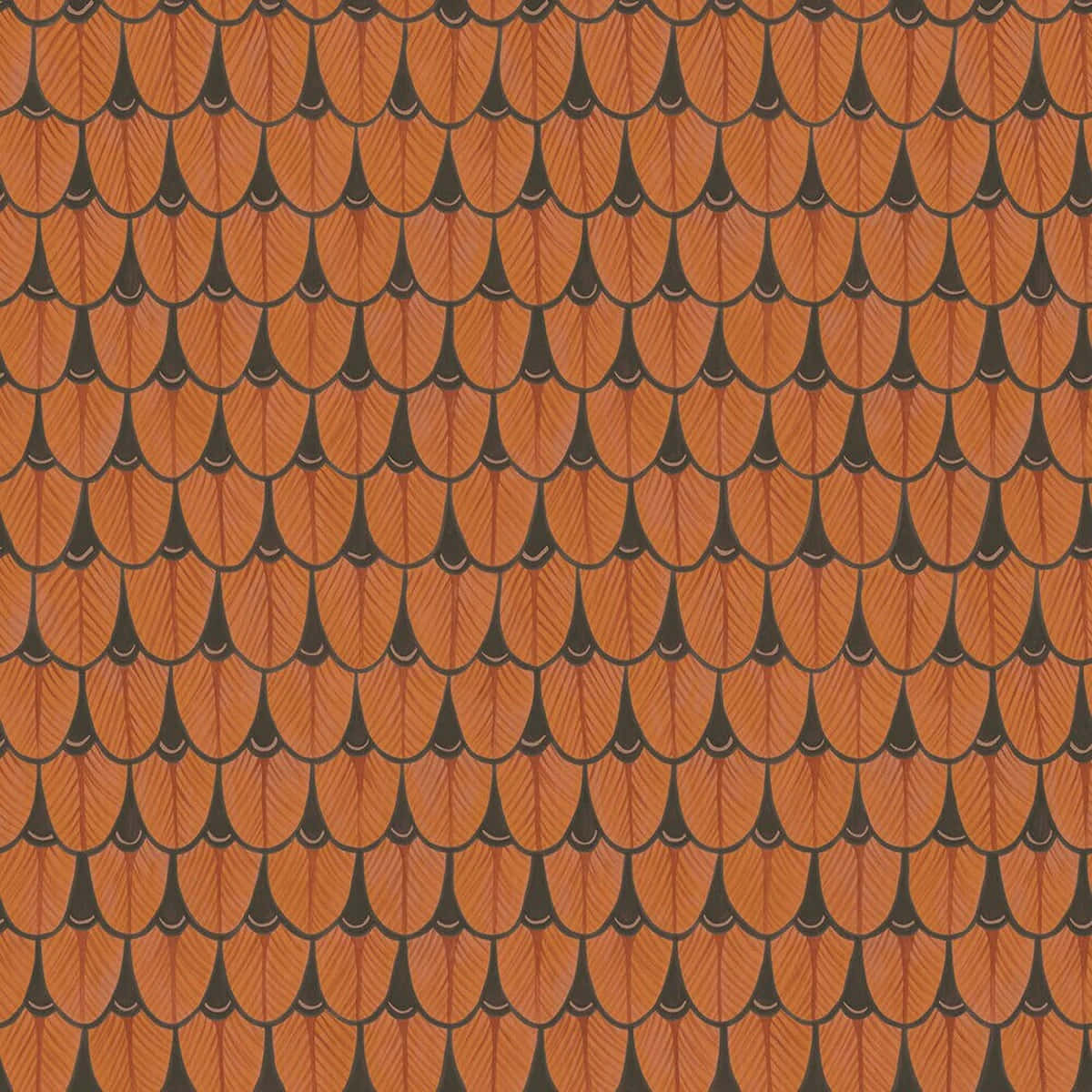 burnt orange, fish scale pattern, black outlines, SD Desktop Wallpaper