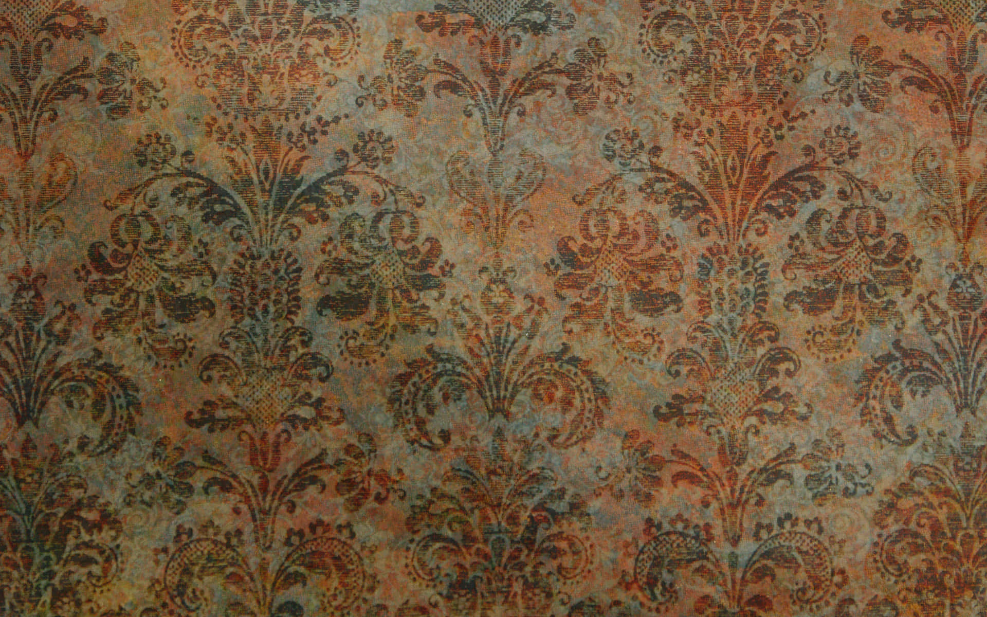 Burnt Orange, vintage damask wallpaper, ornate floral patterns, Full HD Desktop Wallpaper