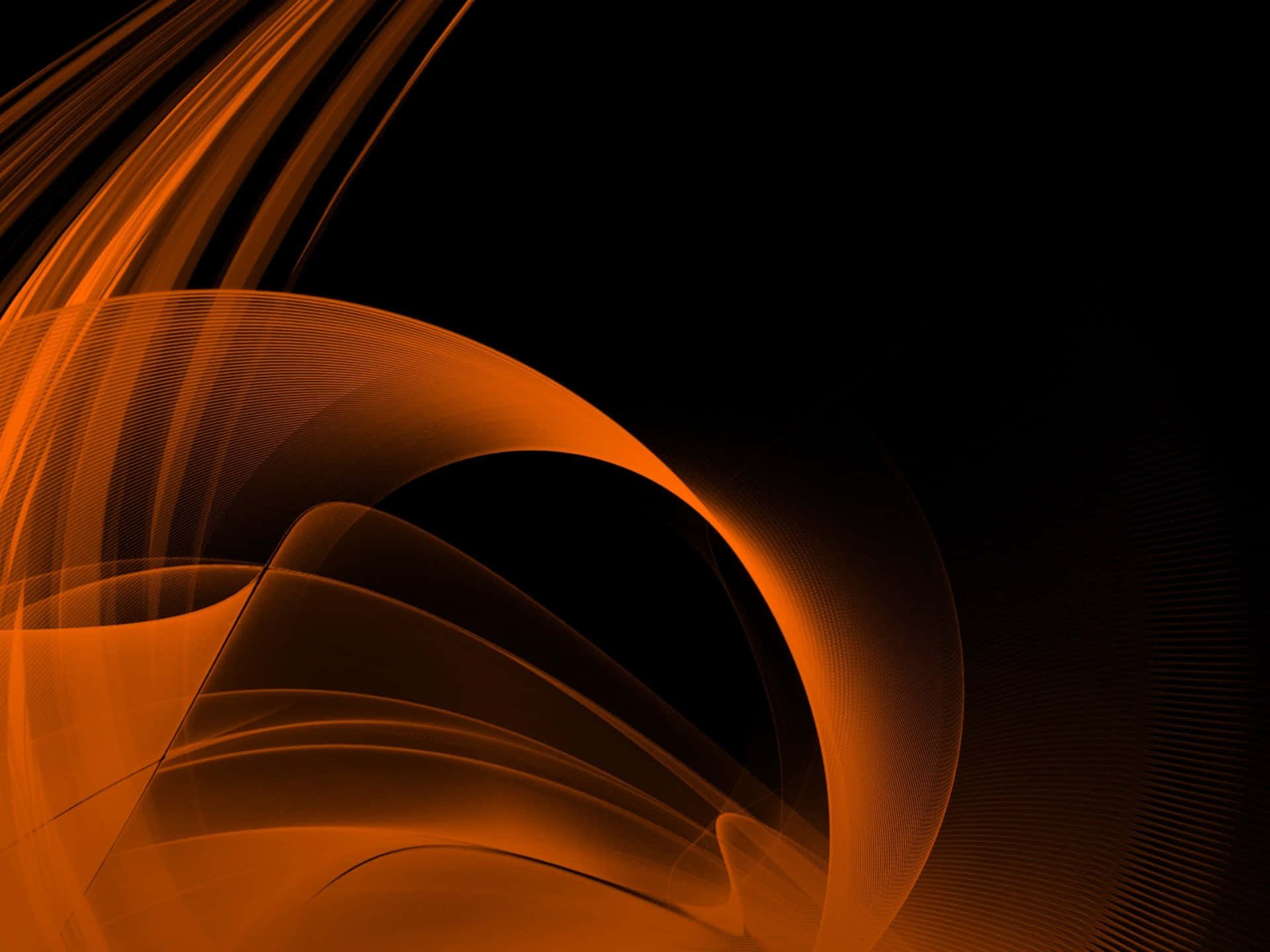Burnt Orange, abstract waves, deep black background, Full HD Desktop Wallpaper