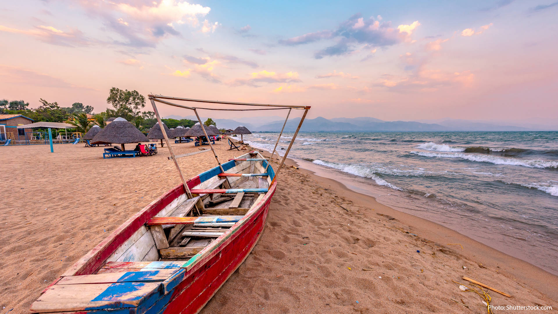 Burundi, shoreline, fishing boat, Full HD Desktop Wallpaper