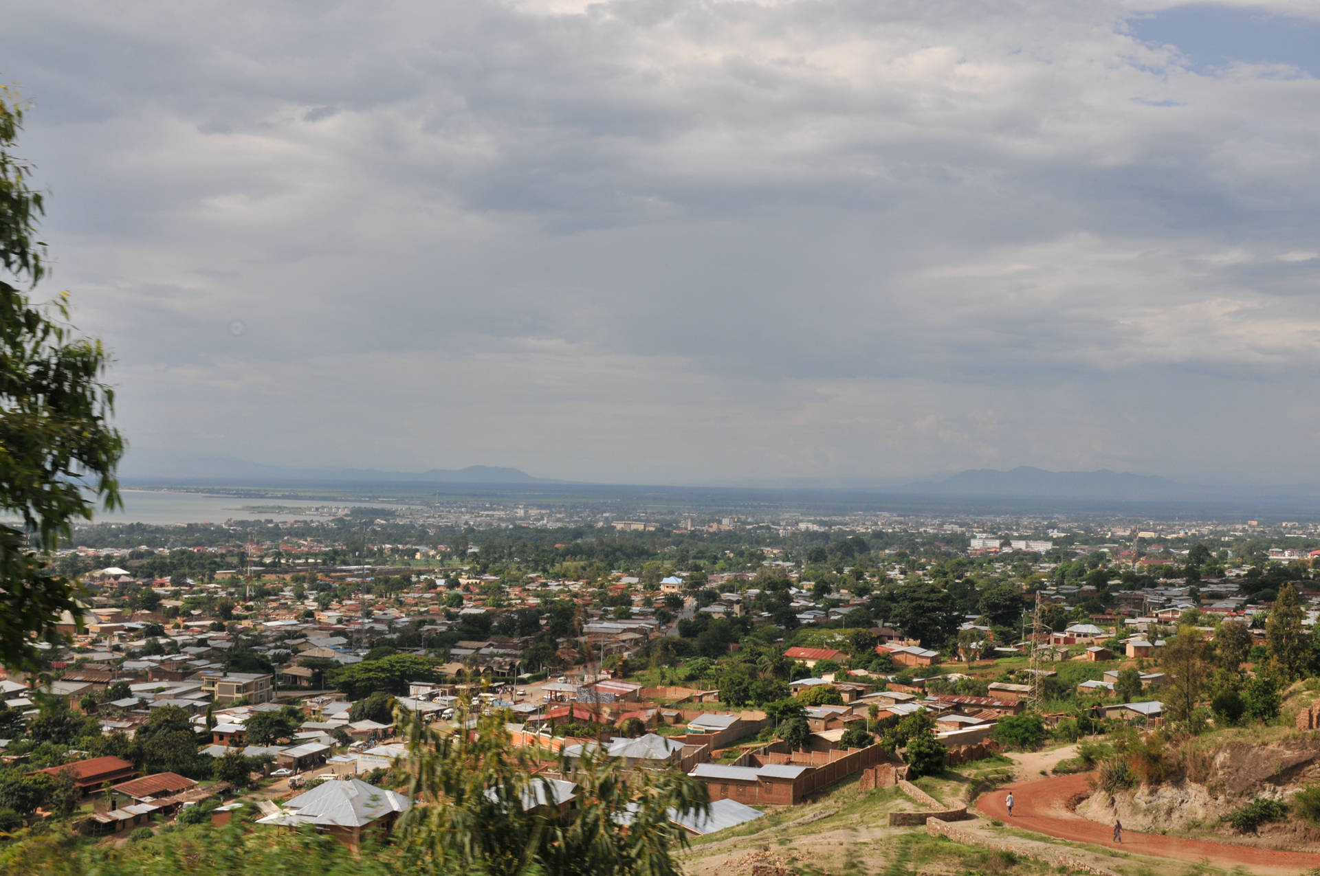 Burundian village, cloudy sky, hillside, Full HD Desktop Wallpaper