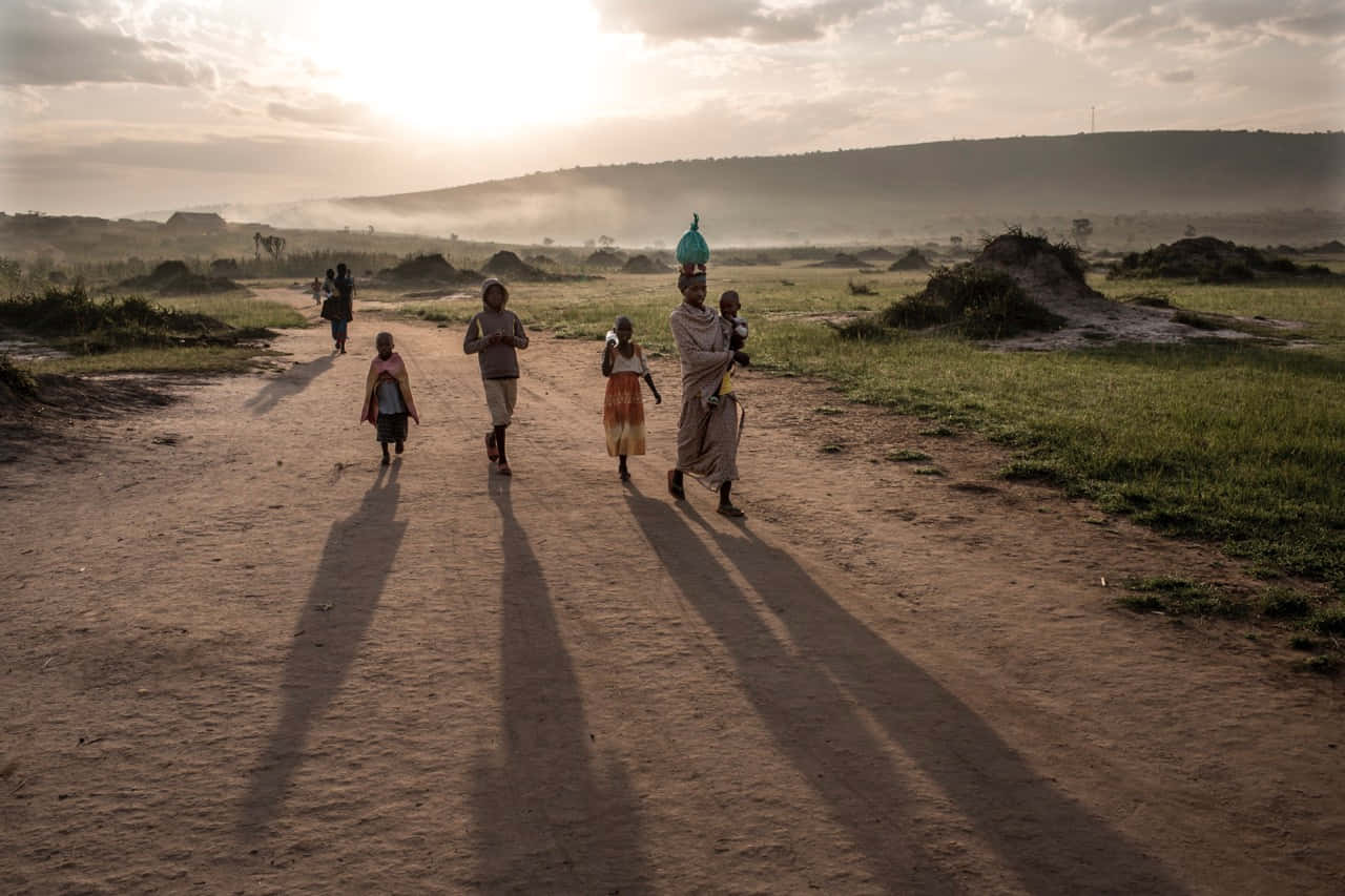 Sunset, Burundi, dusty path, HD Desktop Wallpaper