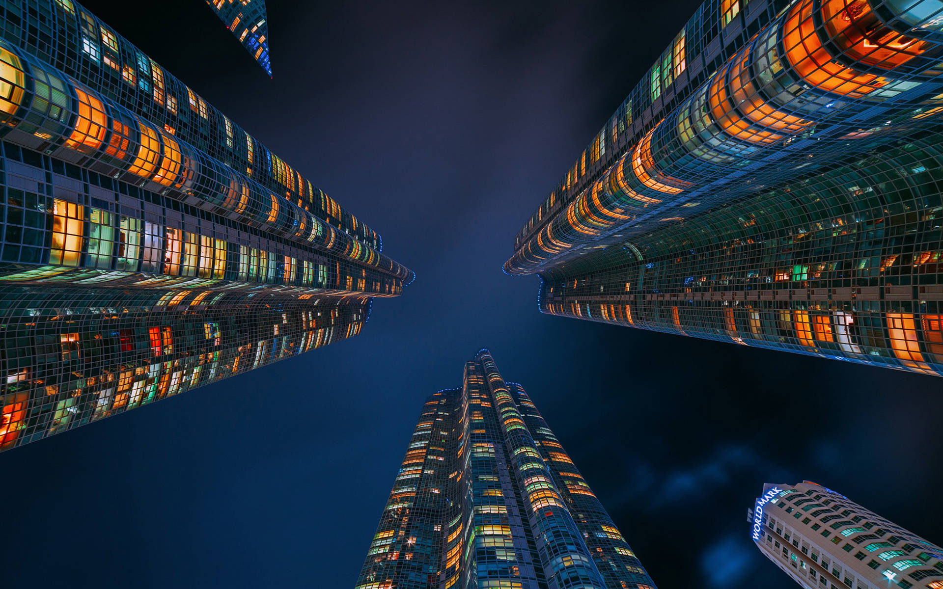 Busan, high rise buildings, night, Full HD Desktop Wallpaper