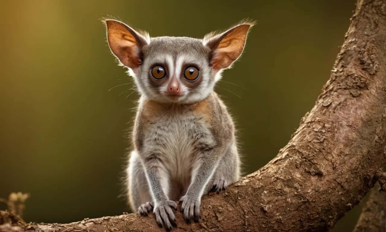 bush baby, tree branch, huge ears, HD Desktop Wallpaper