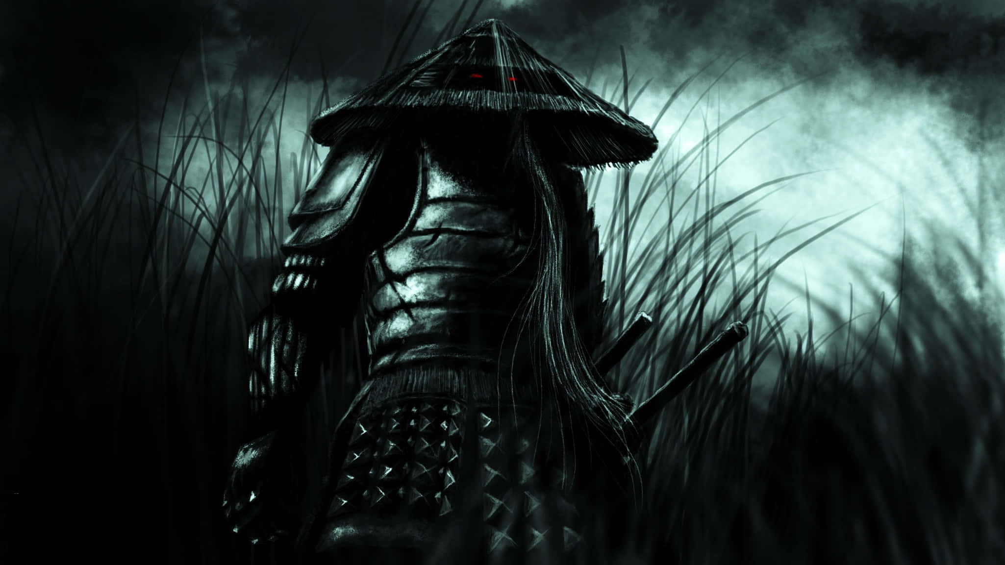 bushido 2050, samurai warrior, dark armor, Full HD Desktop Wallpaper