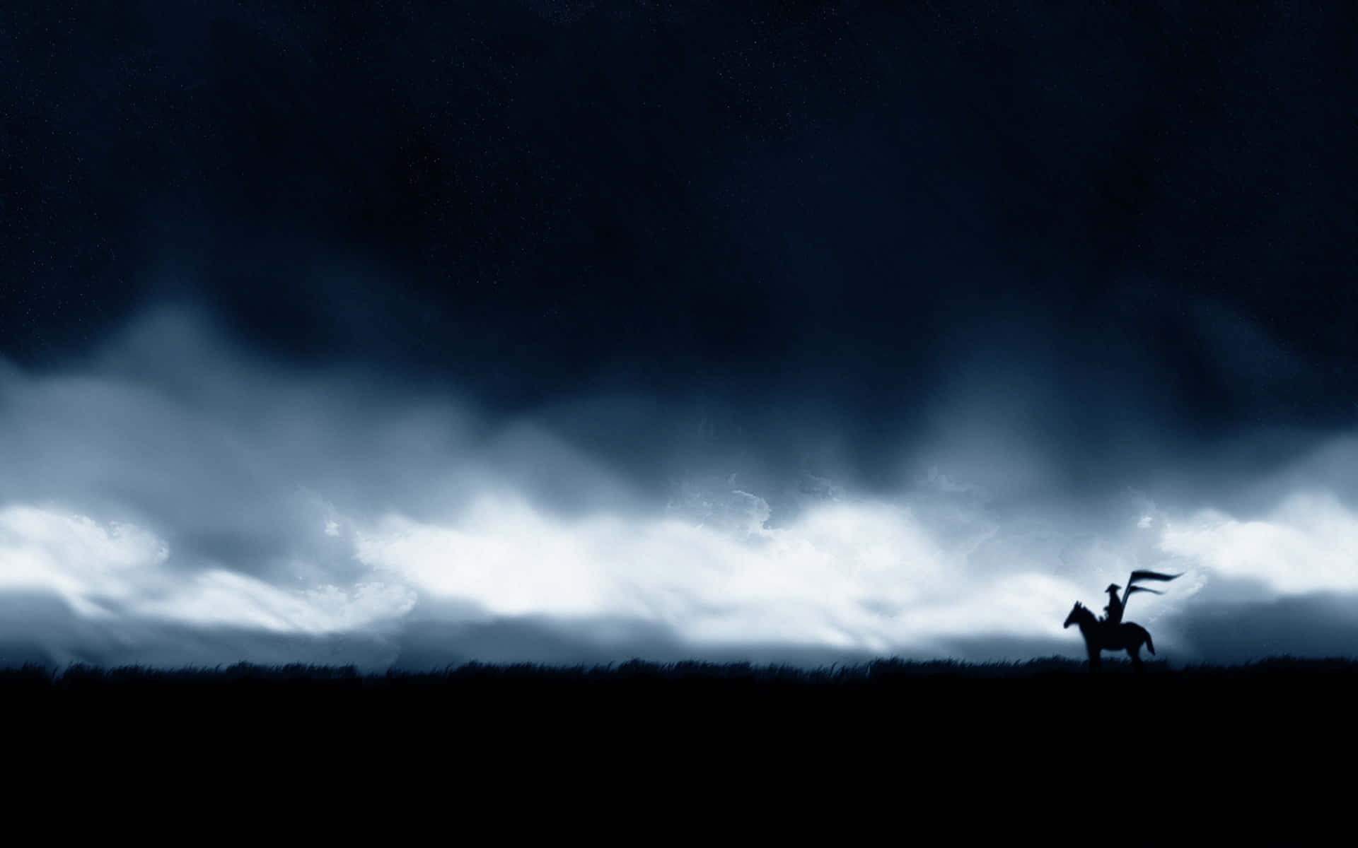 Bushido, stormy night sky, swirling clouds, Full HD Desktop Wallpaper