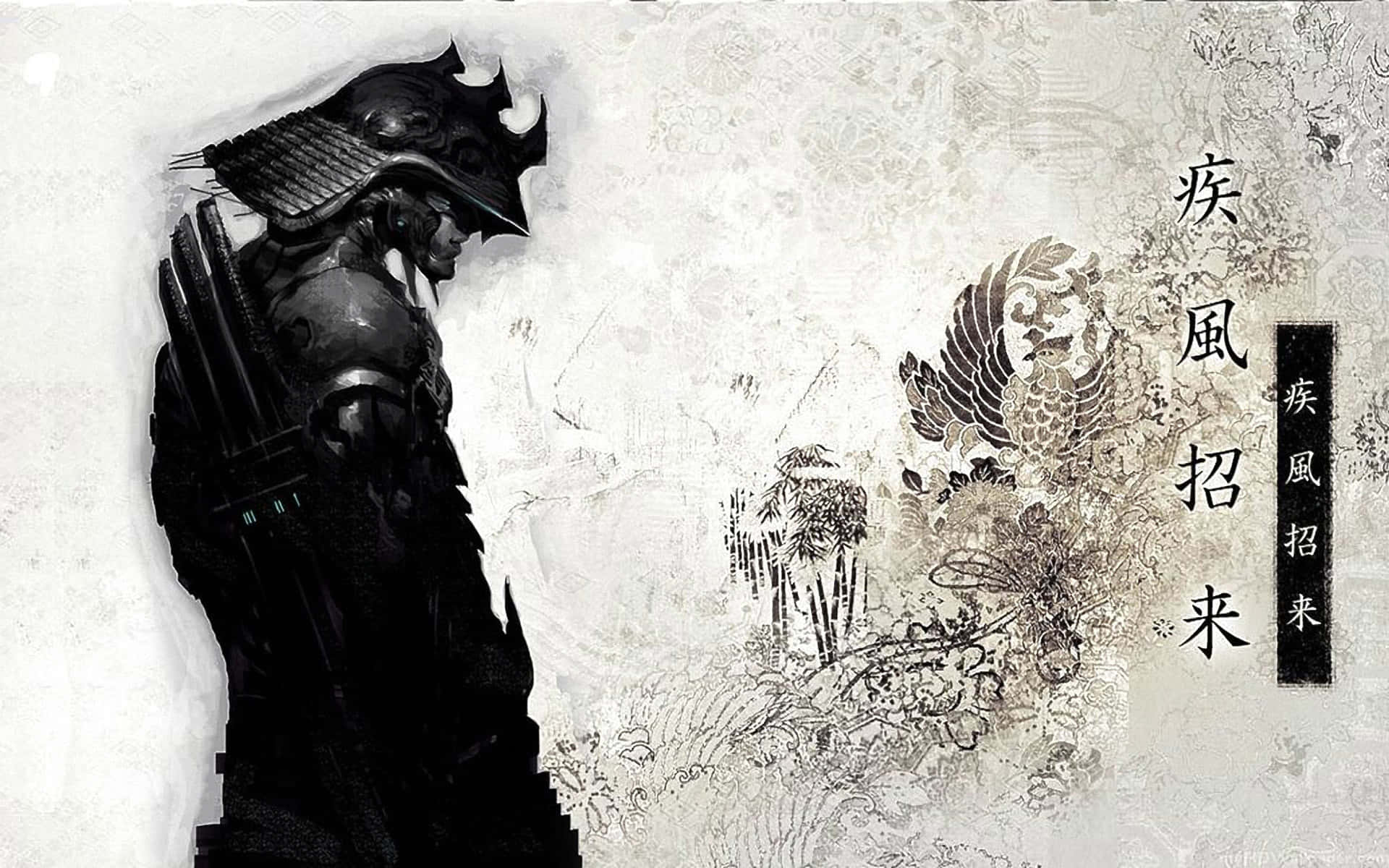 bushido, samurai warrior, textured parchment background, Full HD Desktop Wallpaper