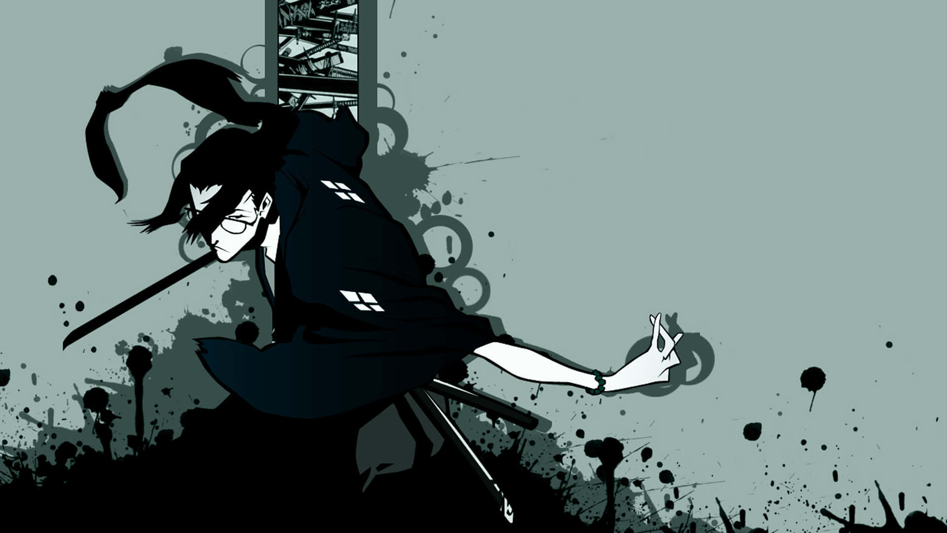 Bushido, anime samurai, black robes, Full HD Desktop Wallpaper