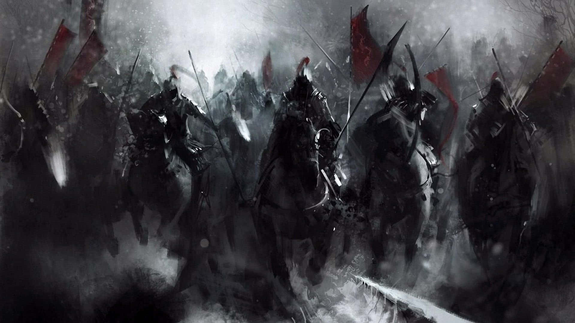 bushido, armored knights, horseback, Full HD Desktop Wallpaper