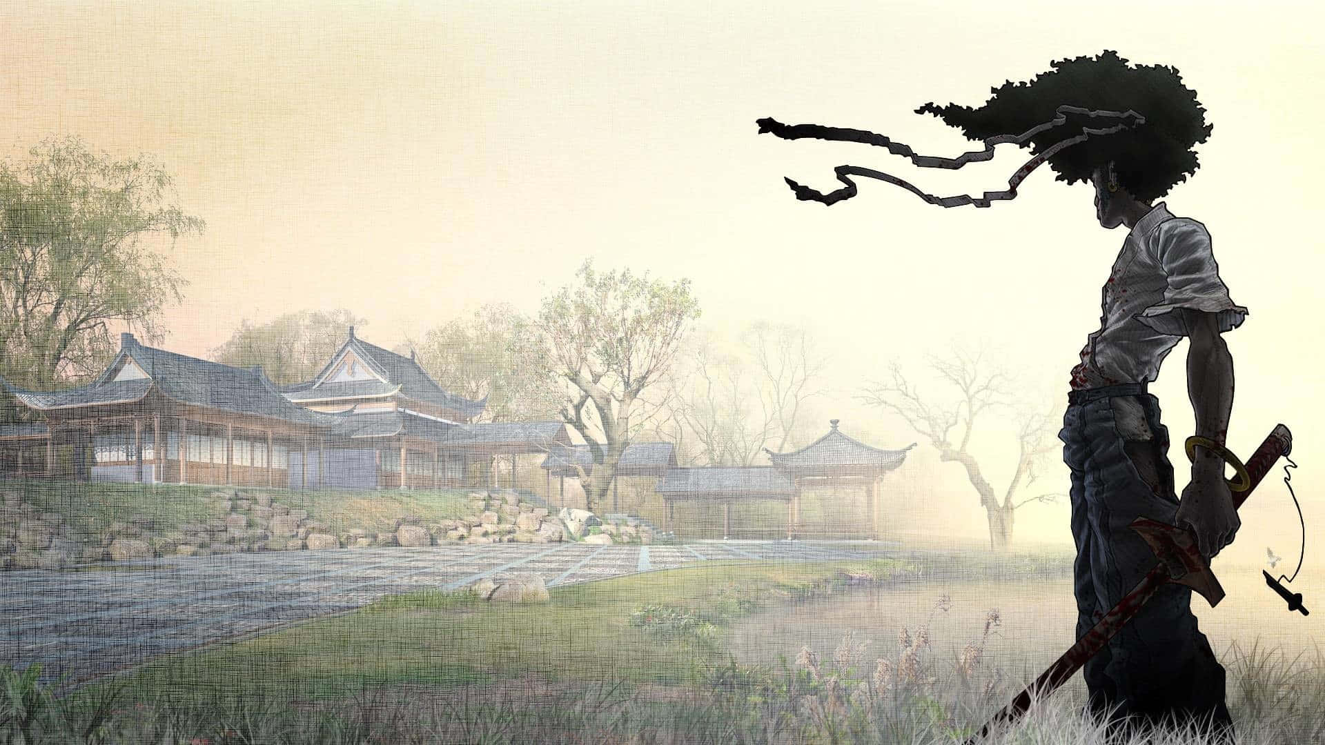bushido, katana, traditional Japanese temple complex, Full HD Desktop Wallpaper