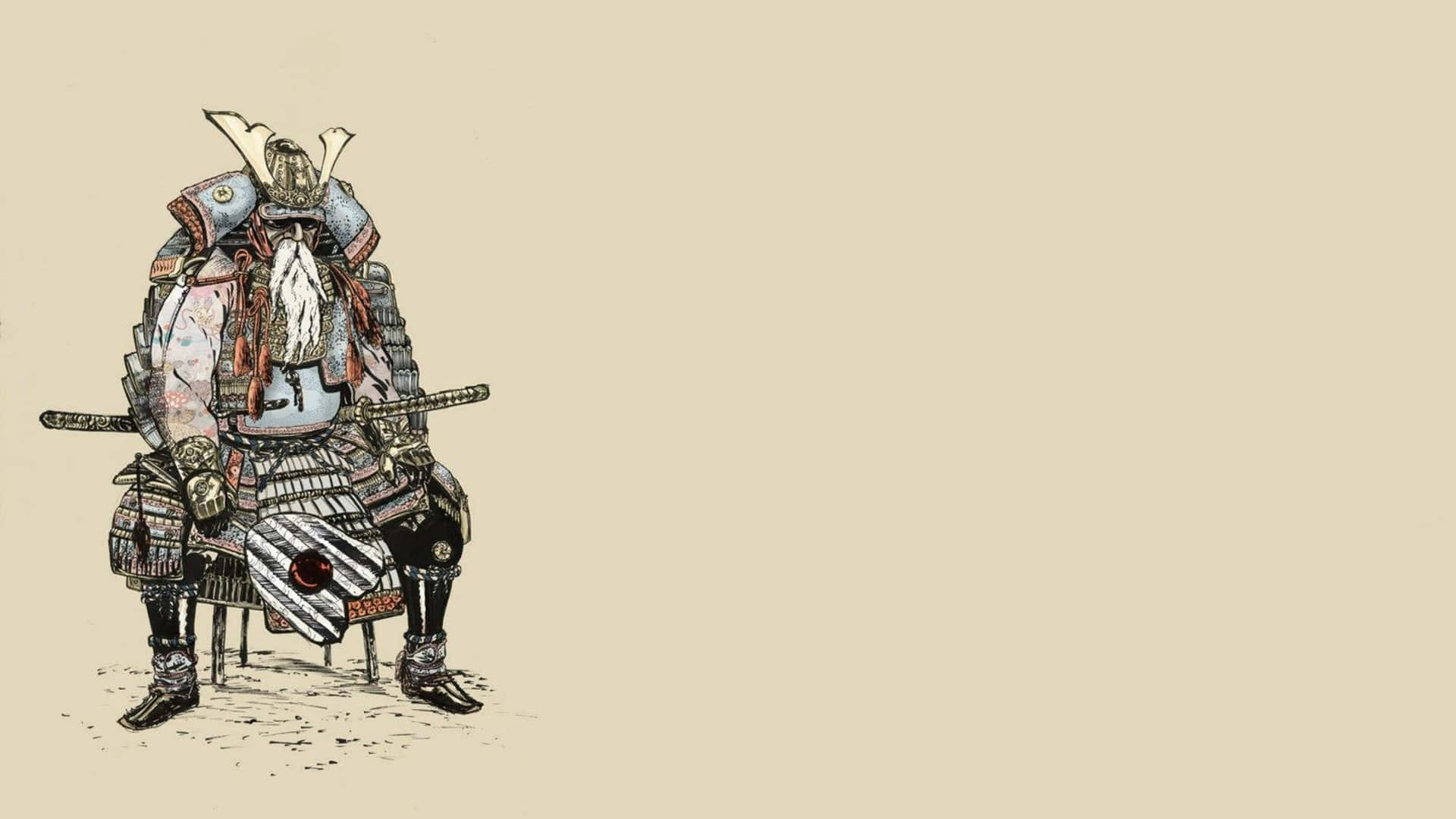 Bushido, samurai warrior, ornate armor, Full HD Desktop Wallpaper