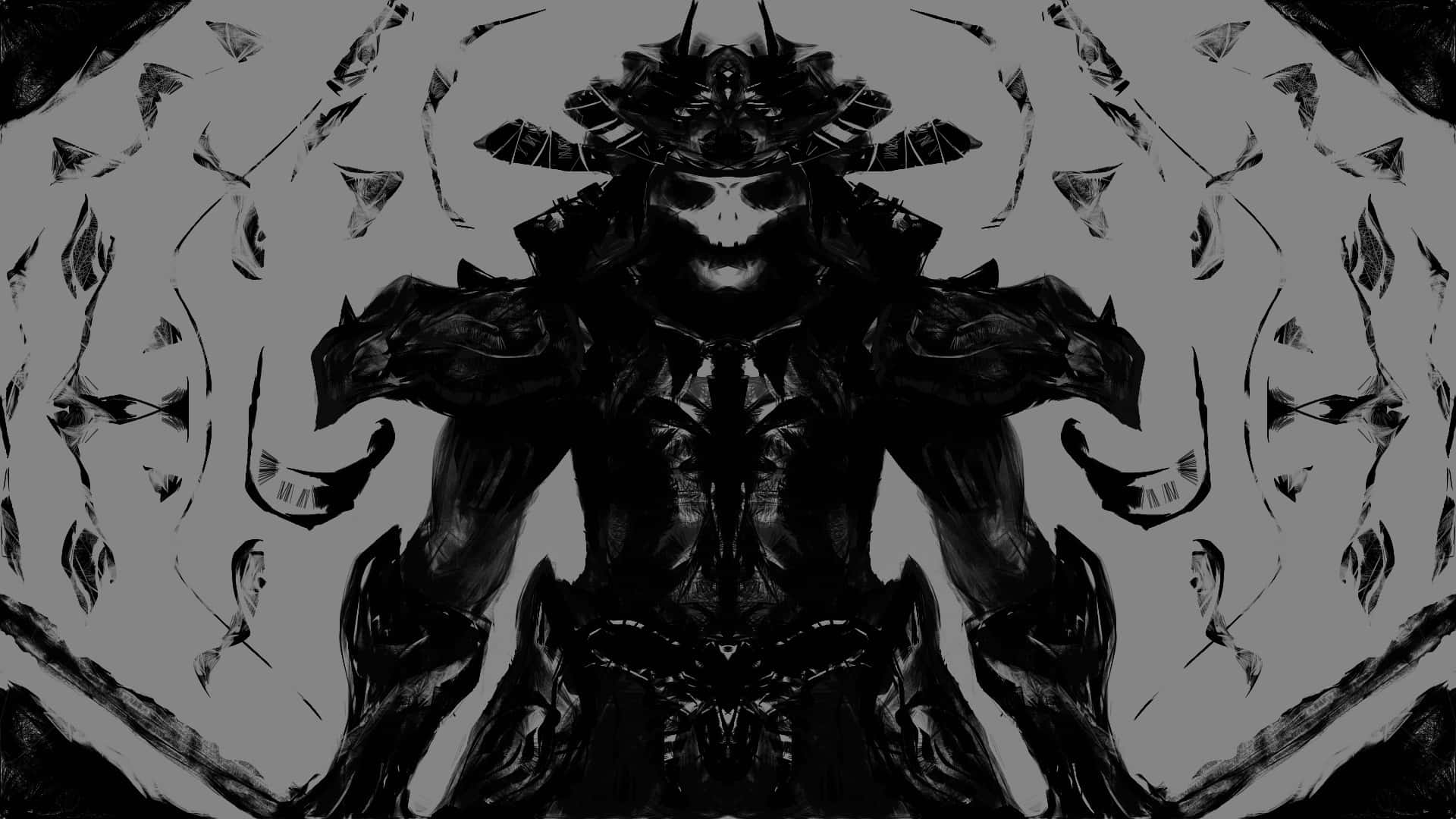 bushido, armored skeleton warrior, spiked helmet, Full HD Desktop Wallpaper