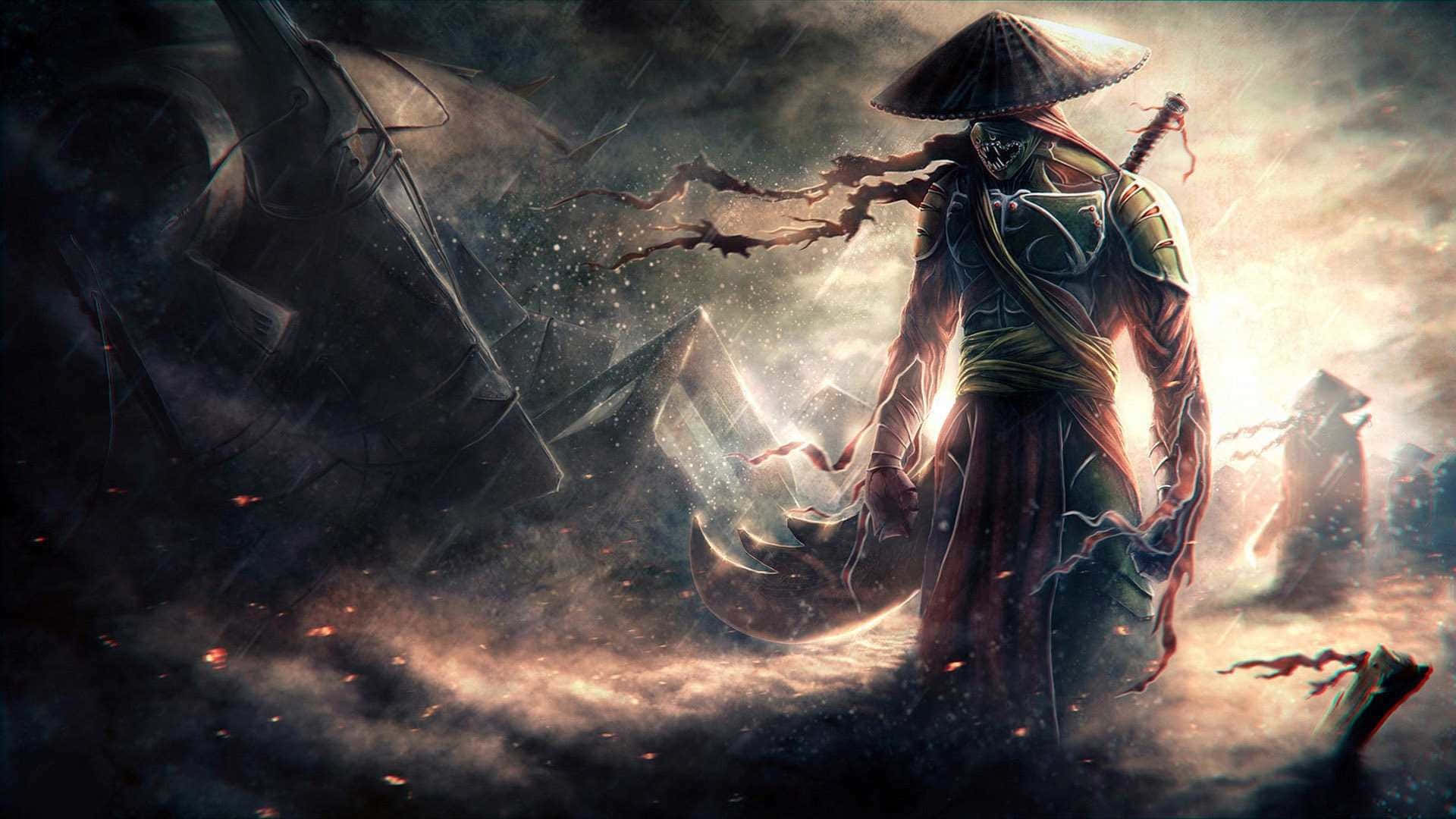 Bushido, hooded warrior, glowing sword, Full HD Desktop Wallpaper