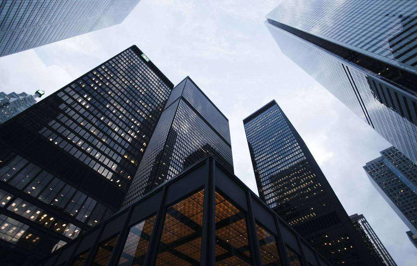 Stunning Business Center, glass skyscrapers, cloudy sky, HD Desktop Wallpaper