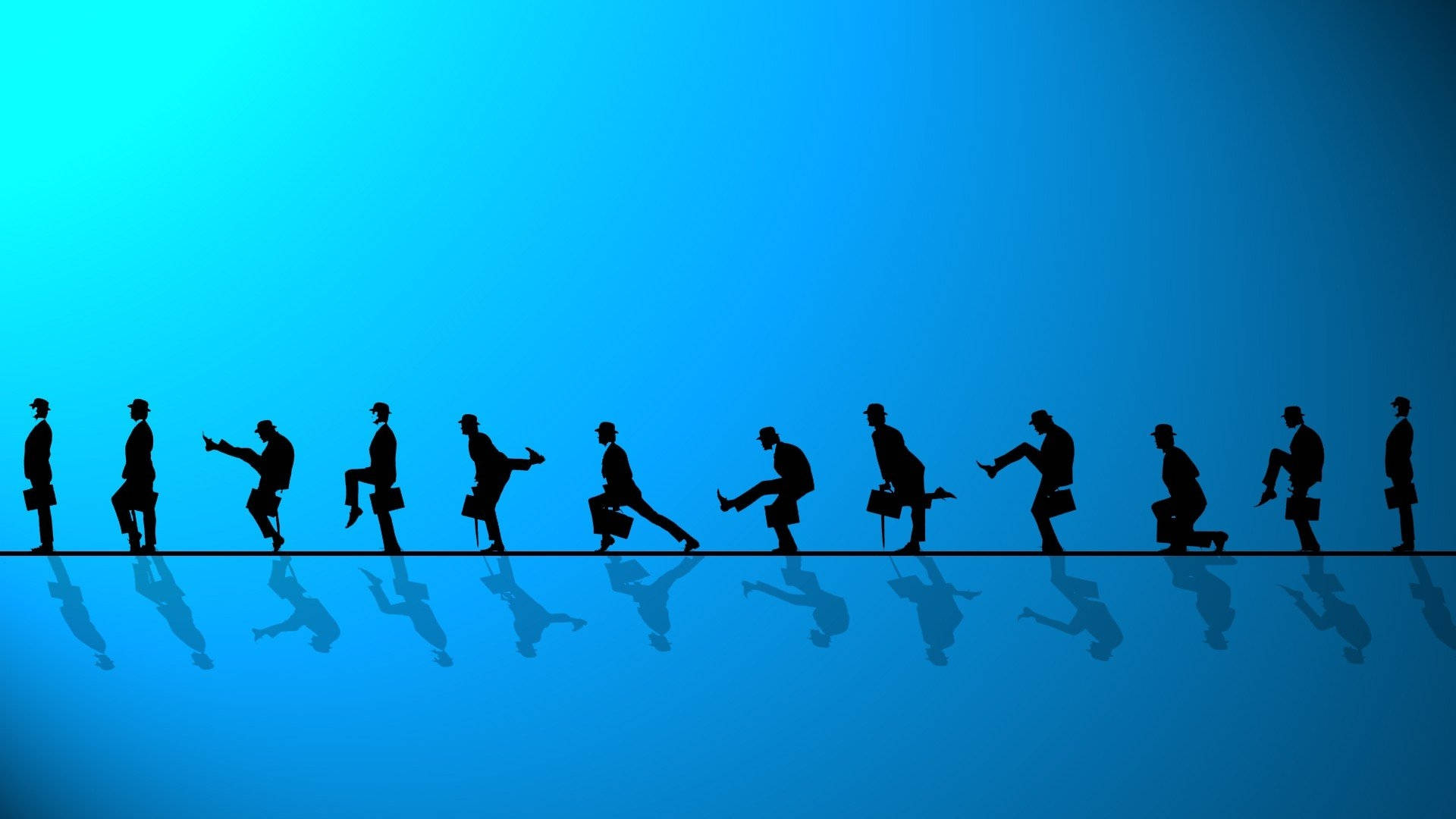 Fun Blue Business, silhouetted businessmen, suits, Full HD Desktop Wallpaper