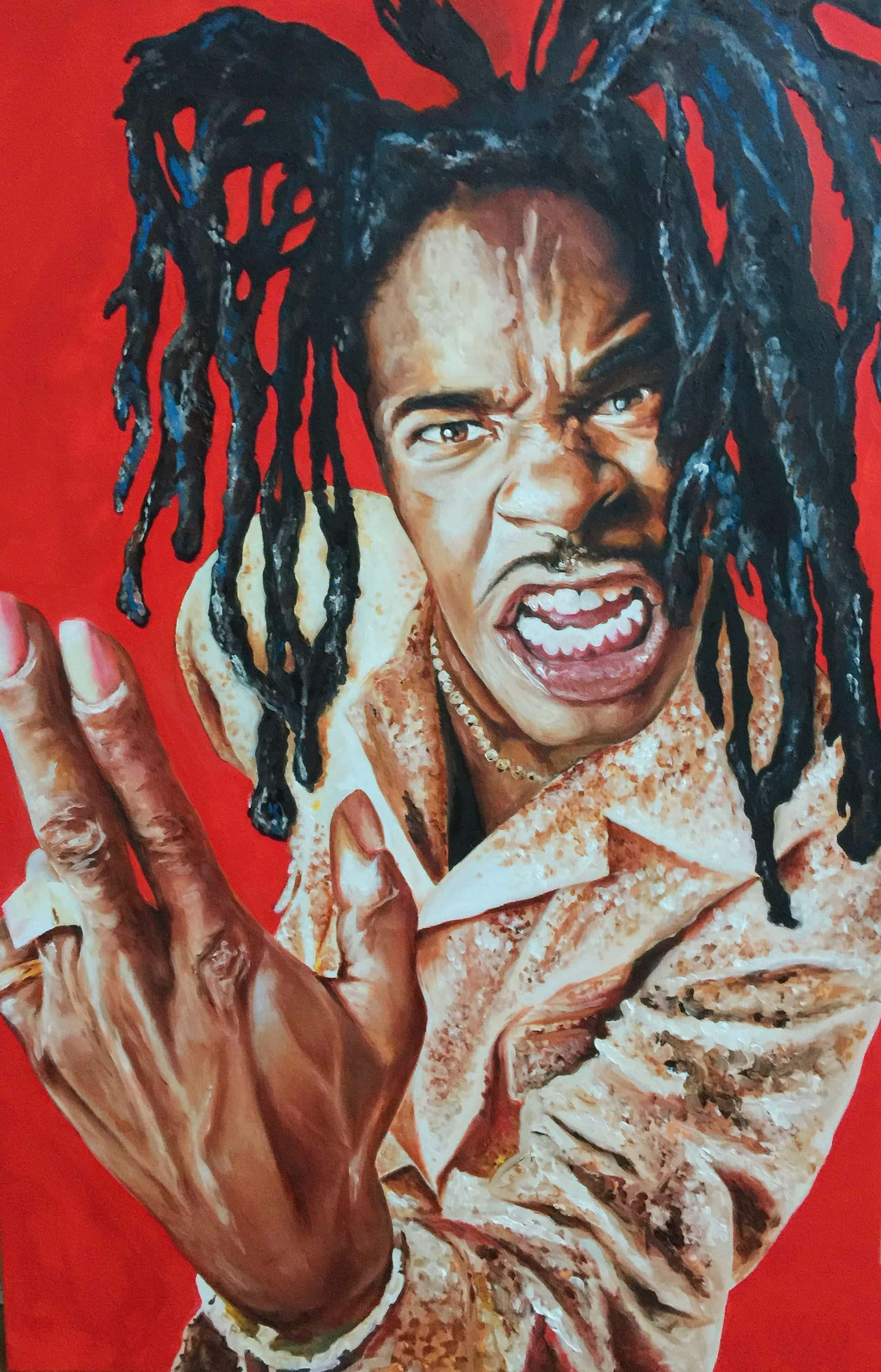 Busta Rhymes, black dreadlocks, screaming, 2K Phone Wallpaper