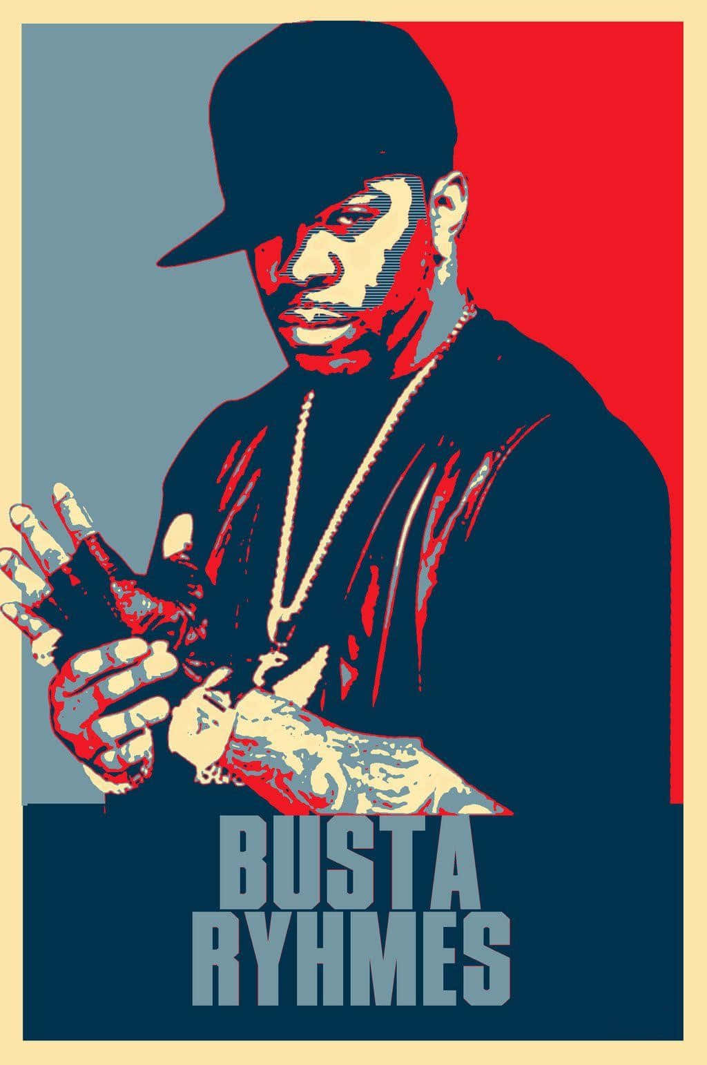 Busta Rhymes, red and blue split background, black cap, HD Phone Wallpaper
