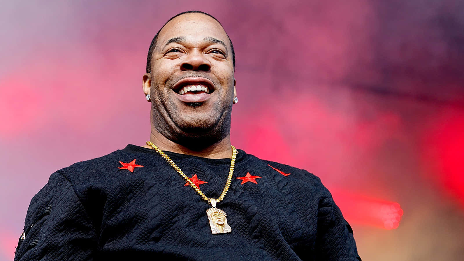 Busta Rhymes, black sweater, red stars, HD Desktop Wallpaper