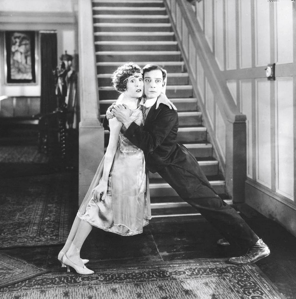 Buster Keaton, 1920s silent film, grand staircase, SD Phone Wallpaper