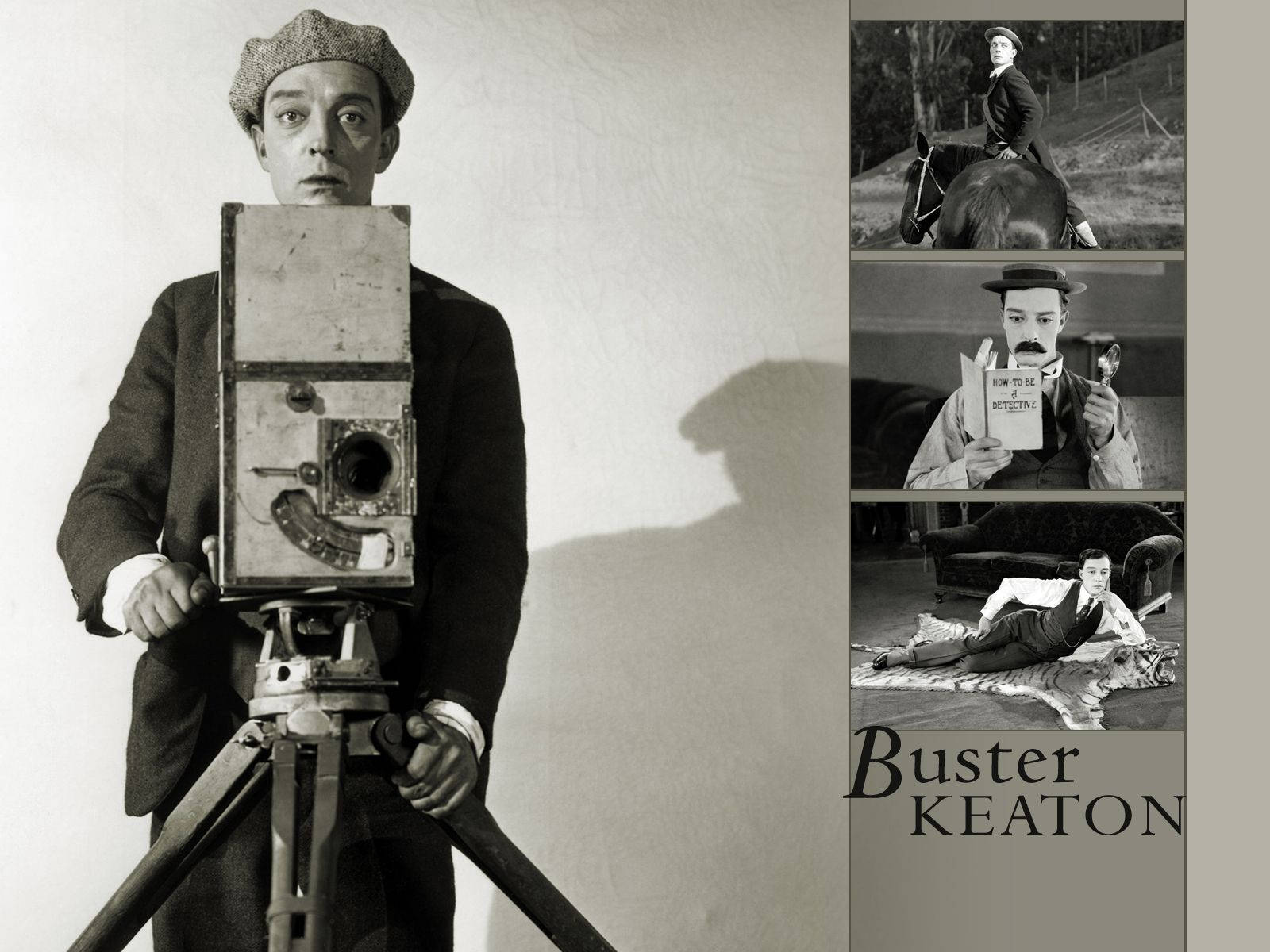 Buster Keaton, silent film poses, camera horse, HD Desktop Wallpaper