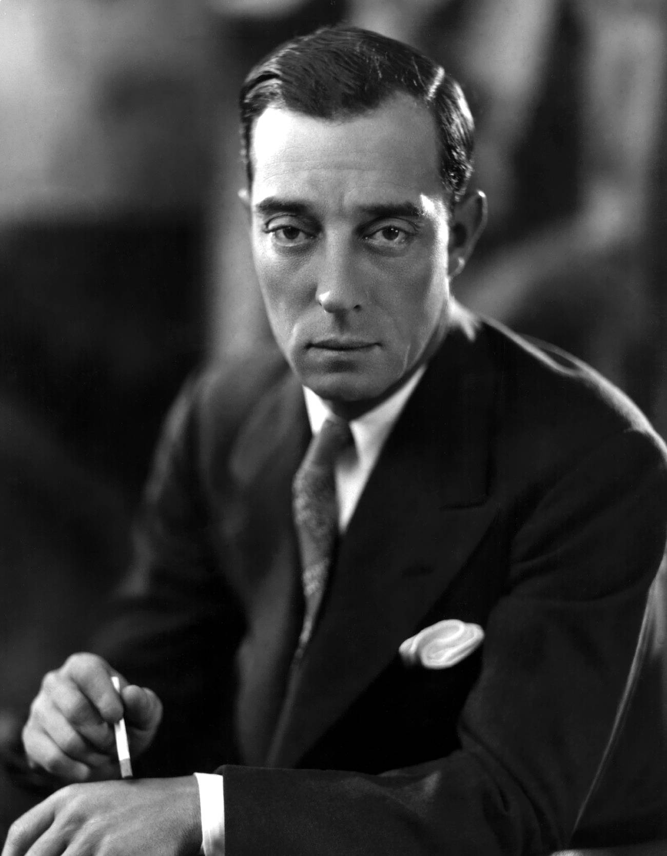 Buster Keaton, black and white portrait, suit, HD Phone Wallpaper
