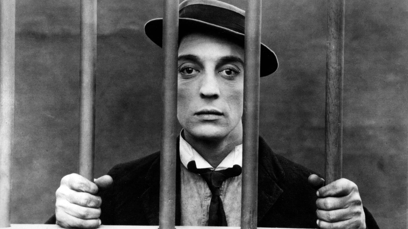 Buster Keaton, silent movie actor, prison bars, HD Desktop Wallpaper