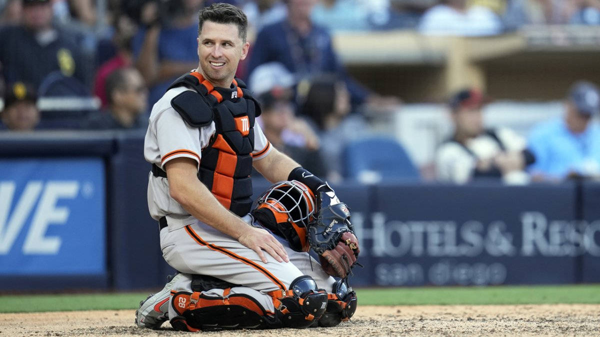 Buster Posey, baseball catcher, full gear, SD Desktop Wallpaper