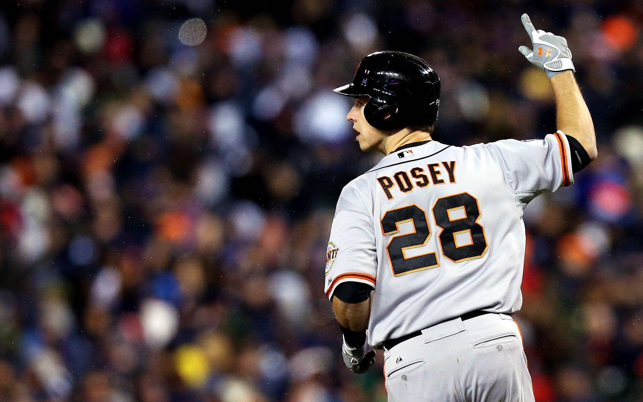 Buster Posey, number 28, white uniform, Full HD Desktop Wallpaper