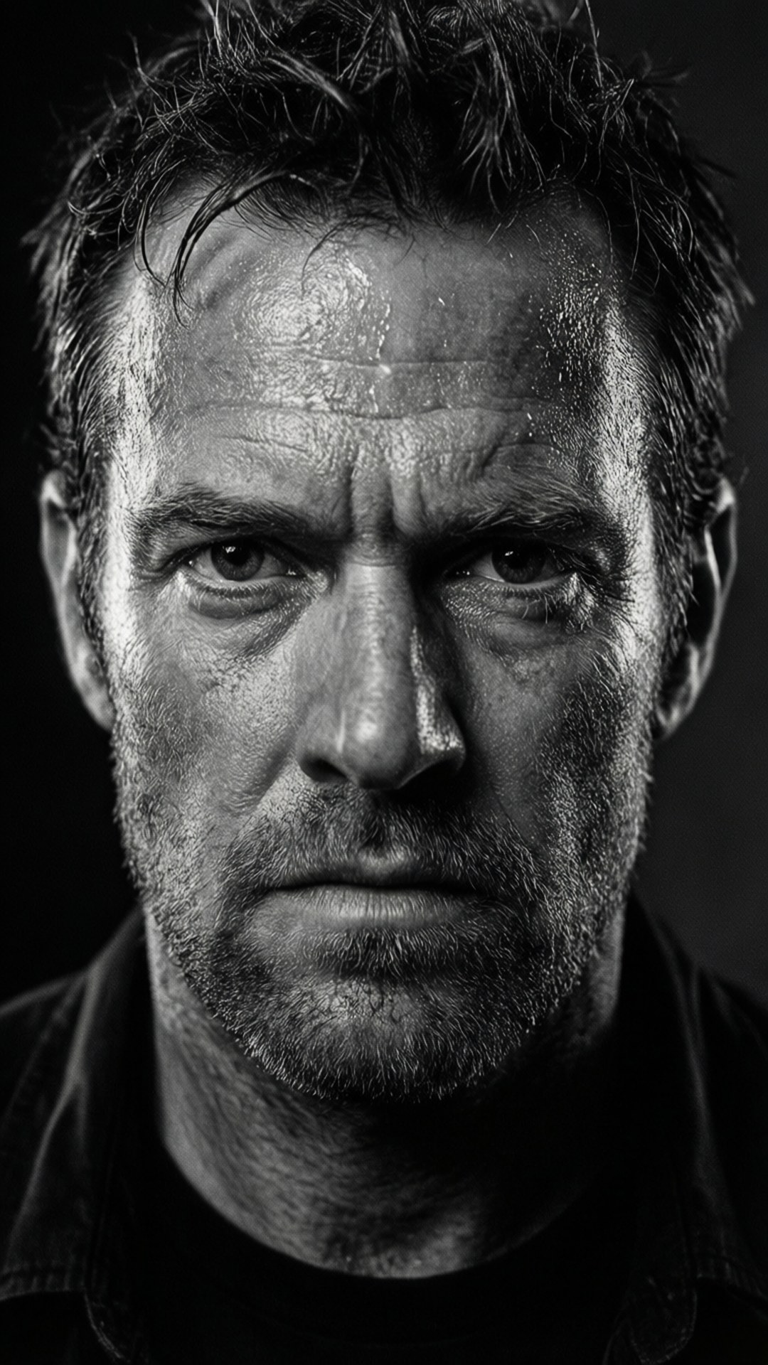 Butch Reed, black and white, close-up portrait, Full HD Phone Wallpaper