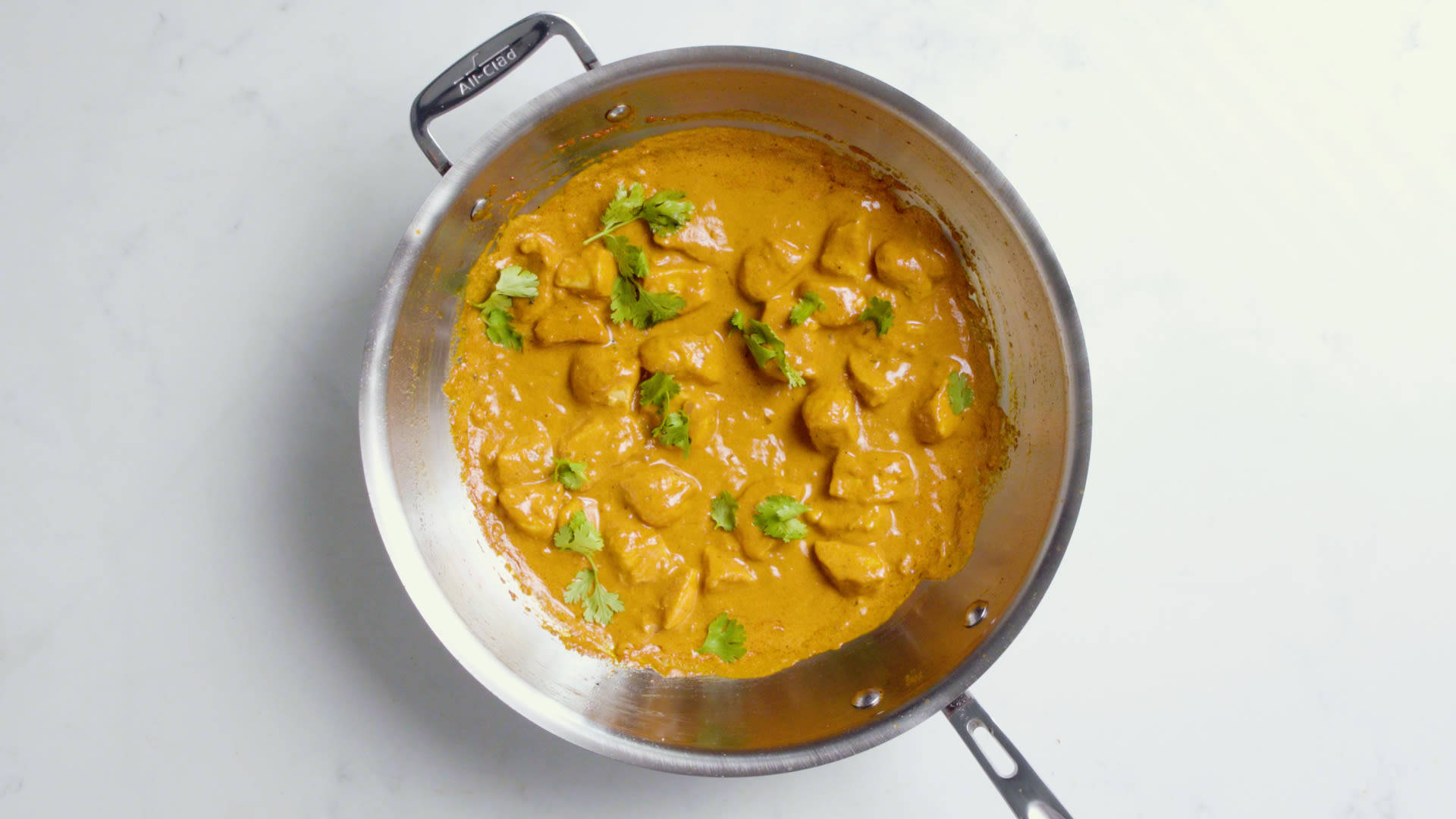butter chicken, silver pot, stainless steel skillet, Full HD Desktop Wallpaper