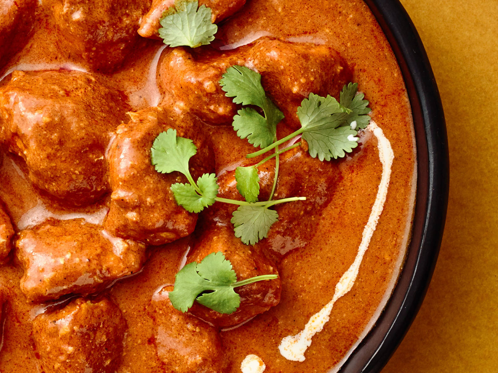 butter chicken, rich orange curry, tender meat pieces, HD Desktop Wallpaper