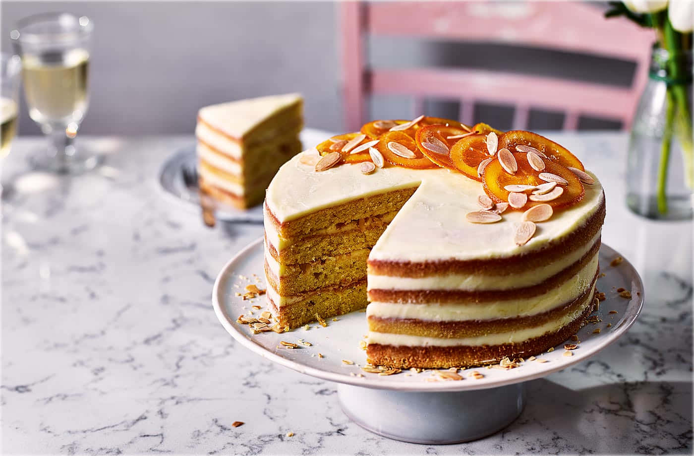 buttercream, almond cake, candied orange slices, HD Desktop Wallpaper