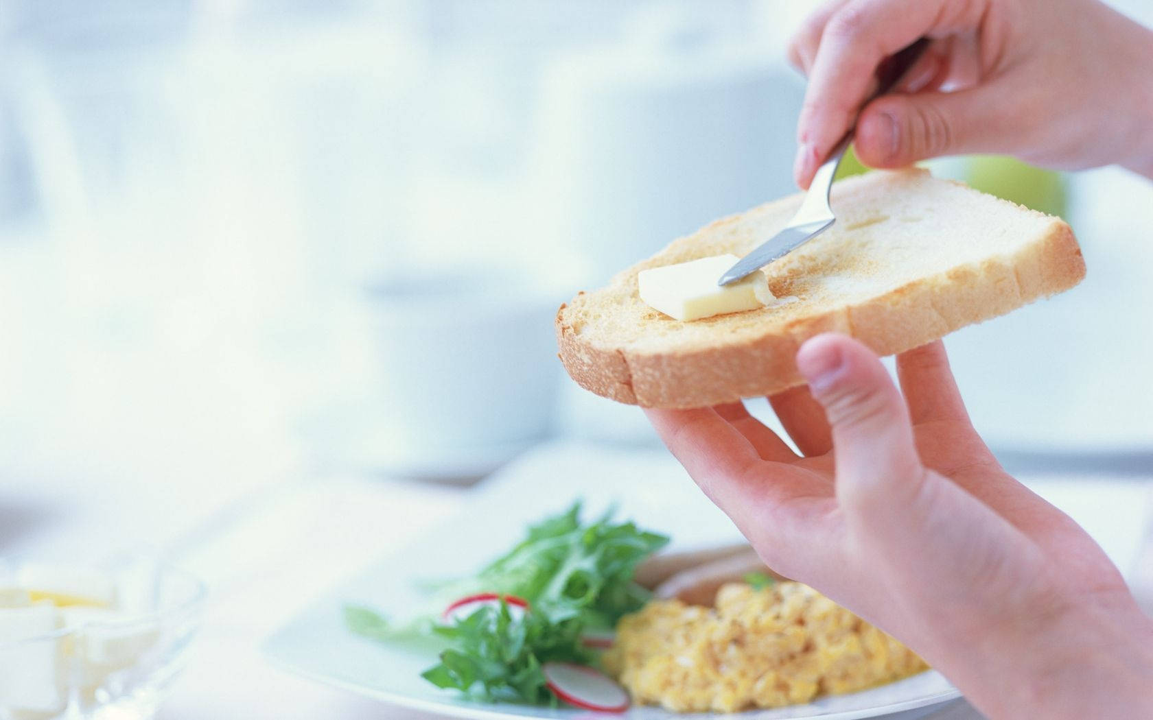 butter, bread, knife, HD Desktop Wallpaper
