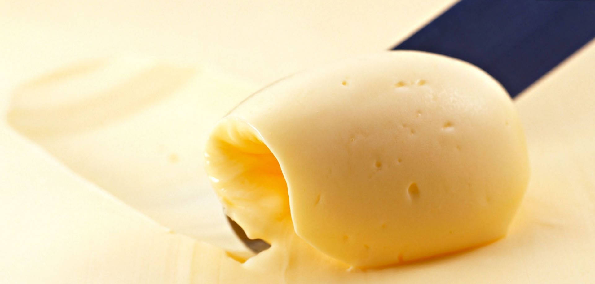 butter roll, black knife, creamy yellow butter, Full HD Desktop Wallpaper