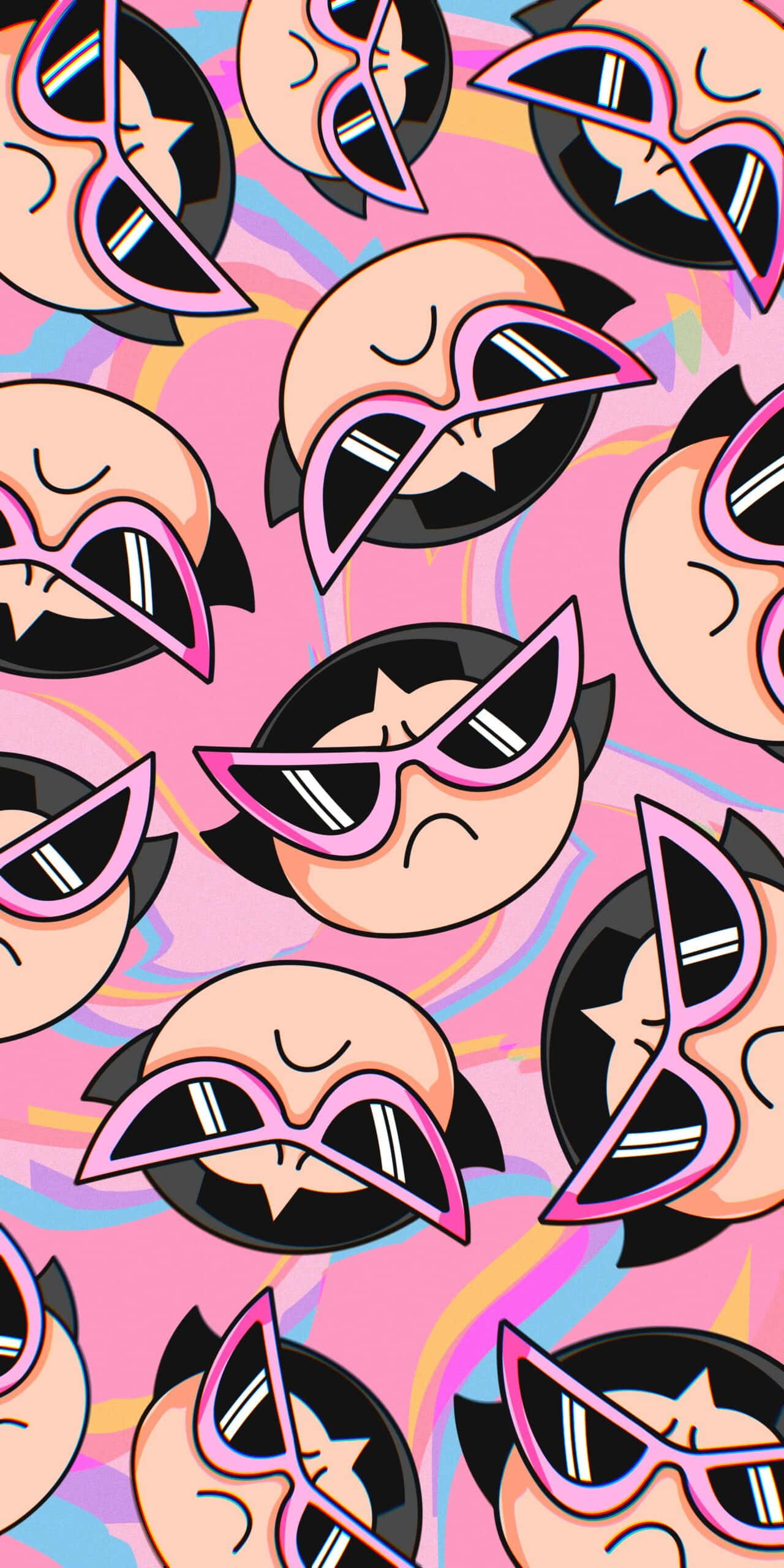 butterfly aesthetic, pink sunglasses, swirling pastel background, 2K Phone Wallpaper